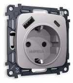 Розетка с заземлением и 2хUSB type A и C, без рамки Ambrella Volt Quant MO510010
