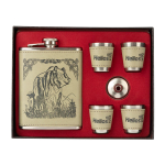 Набор Helios (HS-N-А07) Фляжка (в коже 240 мл + 4 стопки + воронка)