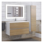 Тумба с раковиной Uperwood Barsa 90 см, раковина белая, подвесная тумба белая/дуб сонома