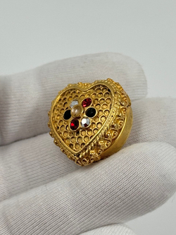 Накладка на пуговицу Сердце с кристаллами