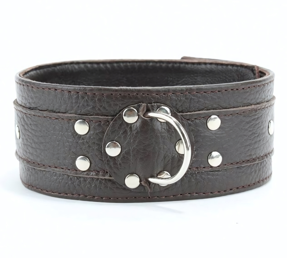 Коричневый широкий ошейник из мягкой кожи (Цвет: коричневый)