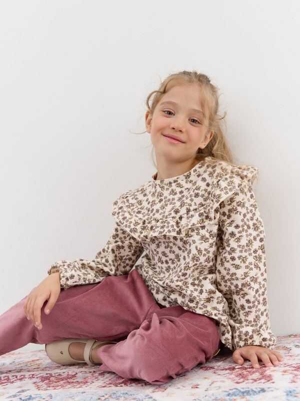 Блузка фланелевая с объемными рукавами 