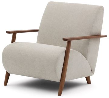 Кресло Meghan из жемчужного шенилла и массива ясеня с отделкой под орех Испания La Forma