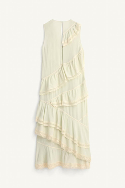 ZARA ПЛАТЬЕ С КРУЖЕВОМ И ОБОРКАМИ - LIMITED EDITION, СВЕТЛО-ЗЕЛЕНЫЙ