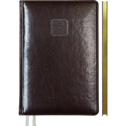 Еженедельник дат. 2026г. А4 64л., тв.обложка, кожзам Bravo бордовый, ляссе, золотой срез