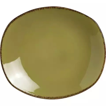 Тарелка «Террамеса Олива» мелкая овальная фарфор ,H=15,L=205,B=180мм олив
