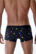 Черные мужские трусы-боксеры с разноцветными звездами (Размер: S) (Цвет: черный)
