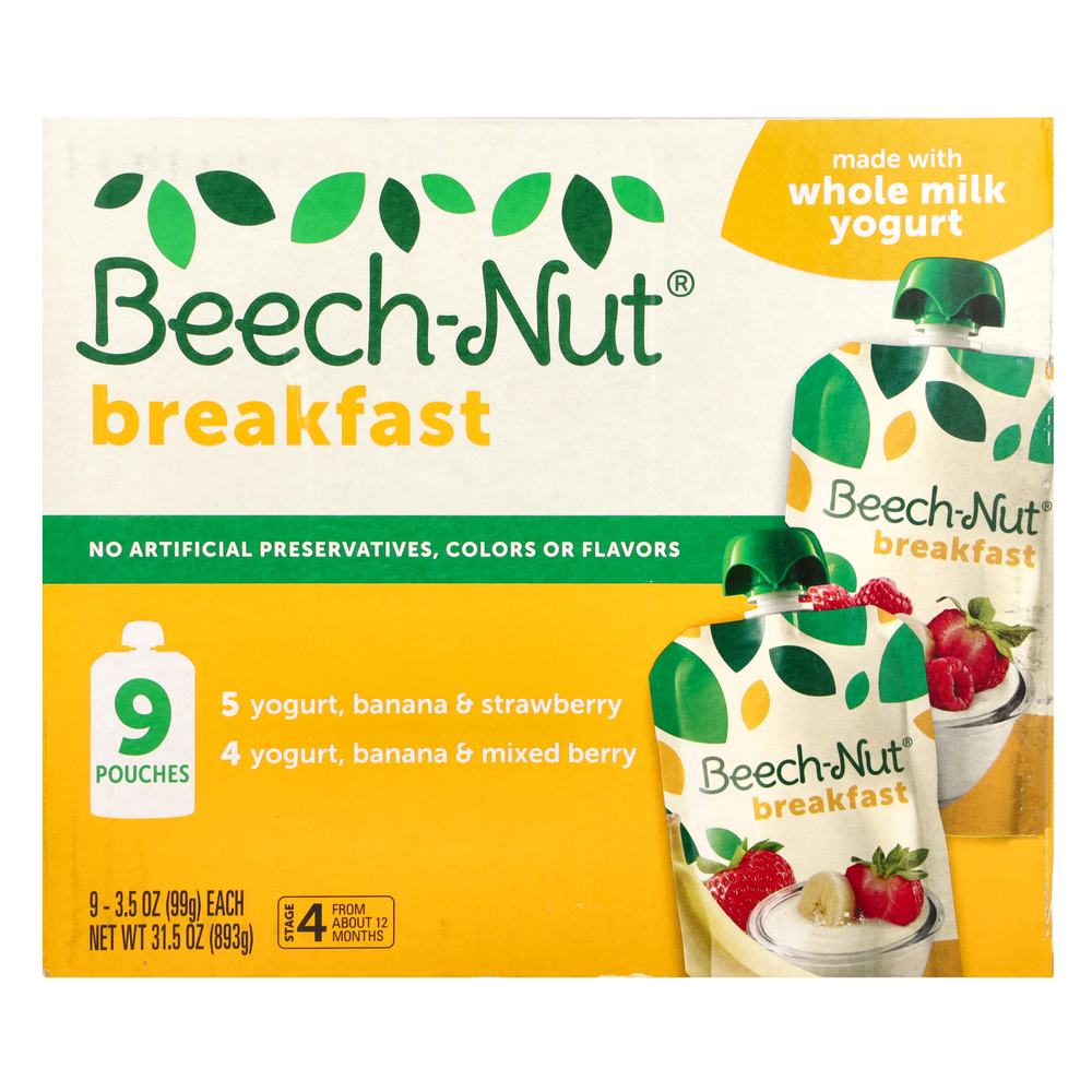 Beech-Nut, завтрак, для детей от 12 месяцев, набор разных вкусов, 9 паучей по 99 г (3,5 унции)
