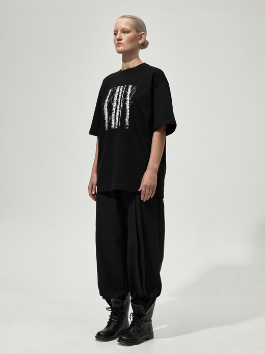 Футболка с принтом "Кот пришел назад". Черная