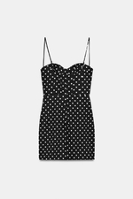 Мини-платье на бретелях с узором в горошек - ZARA