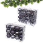 Набор ёлочных украшений «Wish» 6 см + 4 см (50 предмета), Графит