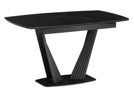 Керамический стол Woodville Вейл 140(180)х80 черный мрамор shakespeare black, черный, ножки черные