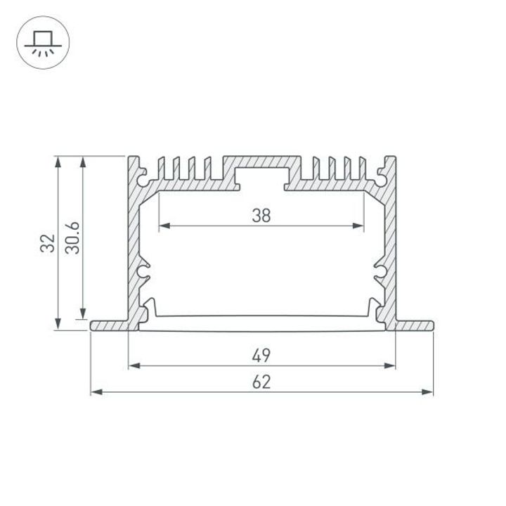 Профиль встраиваемый Arlight ARH-Power-W35-3000 Anod 036170