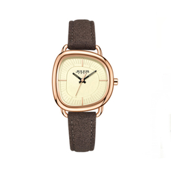 JULIUS JL Japanese Style Magazine Quartz Movement Leather Strap Watch Women"s Watch Yellow Watch Dial