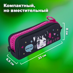 Пенал BRAUBERG с объемной "тракторной" молнией 1 отделение ткань 22х8х6 5 см "Anime girl" (2 штуки в упаковке)