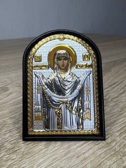 Покрова БМ, икона арочная, пластик коричневый 48x72