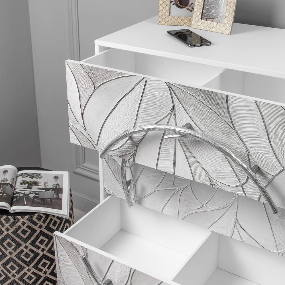 Комод Арт Сканди с 3 ящиками Айс Античное серебро