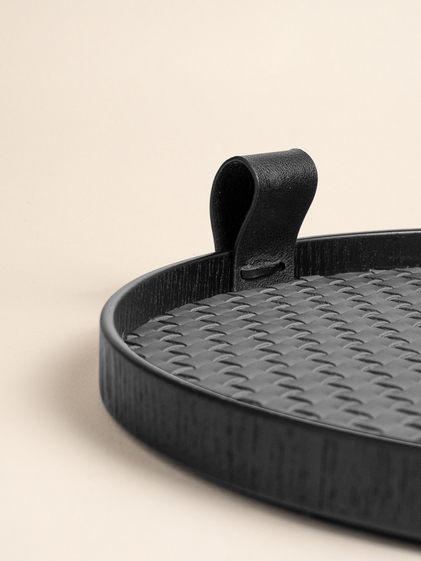 Поднос из плетеной кожи Серый