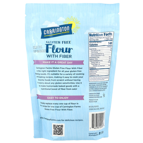 Carrington Farms, Мука без глютена с клетчаткой, 453 г (16 унций)