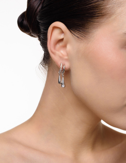 Серьги "Double Drops Crystal" Silver