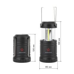 Фонарь кемпинговый светодиодный АРМИЯ РОССИИ KB-502 на батарейках складной мощный светильник с магнитом и крючком черный