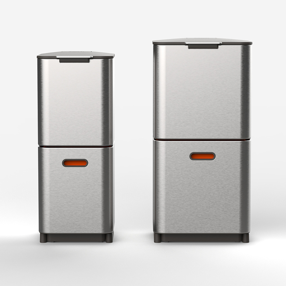 Контейнер для мусора с двумя баками Totem Compact 40 л нержавеющая сталь, Joseph Joseph