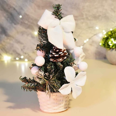 Елка настольная 20см в корзине с белыми украшениями, Z-23A13N/12