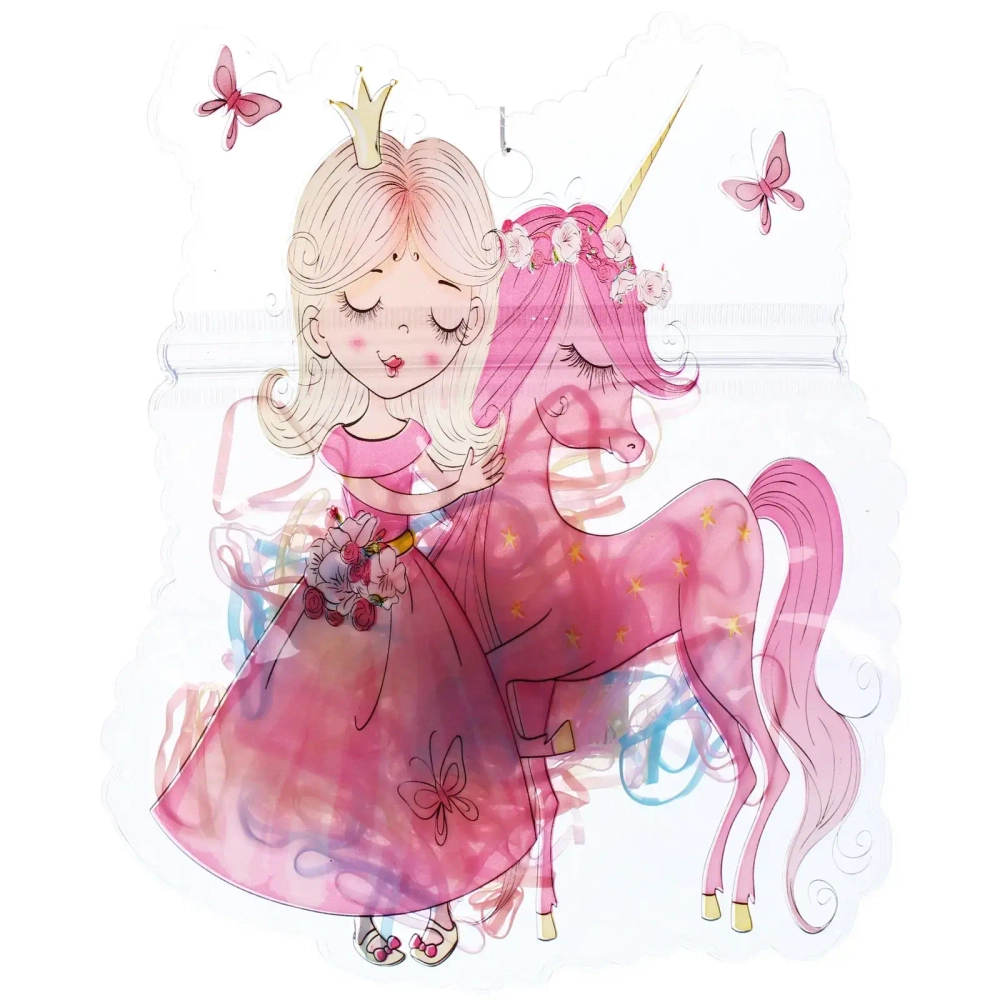 Резинки для волос детские силиконовые 200шт «ФРАТТИ БУМ», Принцесса и единорожек, 16*12см