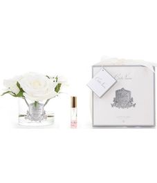 Букет цвета слоновая кость из 5 роз в прозрачной вазе, Cote Noire