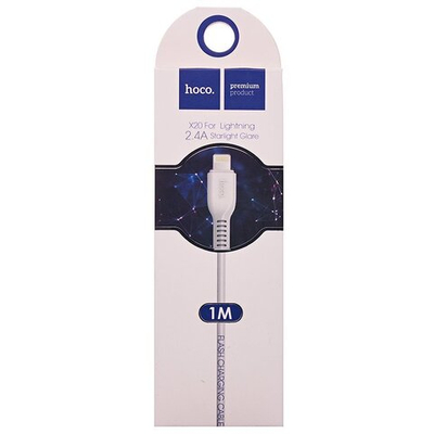 Кабель HOCO X20 USB-Lightning 2.4А 1м PVC White