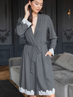 Женский домашний халат длины миди (Размер: XL) (Цвет: зеленый)