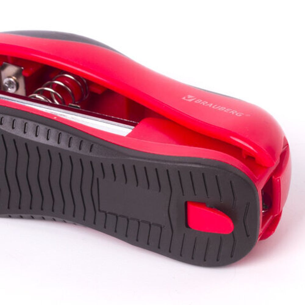 Степлер №10 BRAUBERG "JET", до 15 листов, эргономичный, красно-черный, 229686