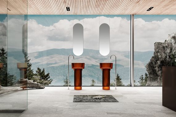 Раковина отдельностоящая прозрачная ABBER Kristall AT2702Opal коричневая