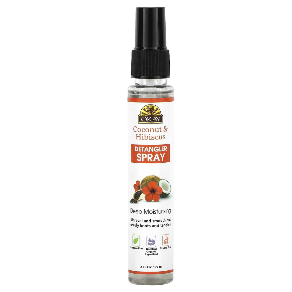 Okay Pure Naturals, Спрей для расчесывания волос, кокос и гибискус, 59 мл (2 жидк. унц.)