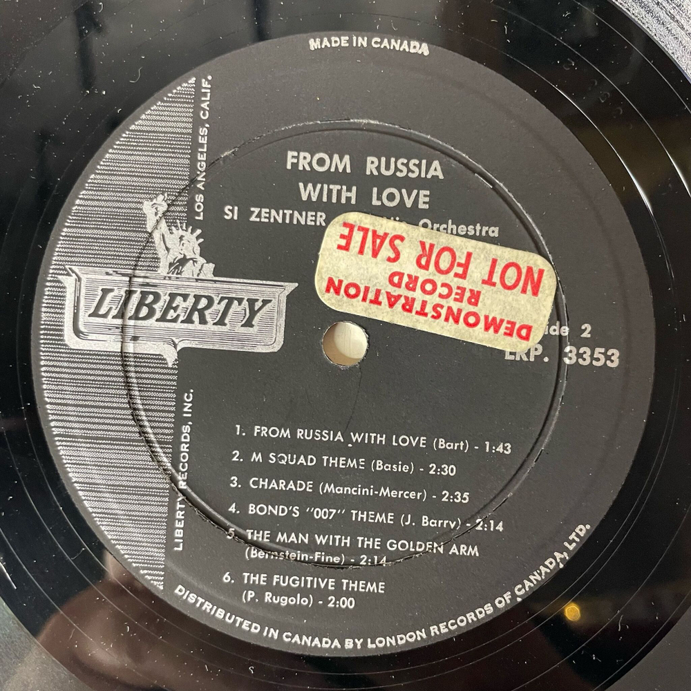 Винтажная виниловая пластинка LP James Bond 007 Si Zentner And His Orchestra From Russia With Love Из России С Любовью (Канада 1964)