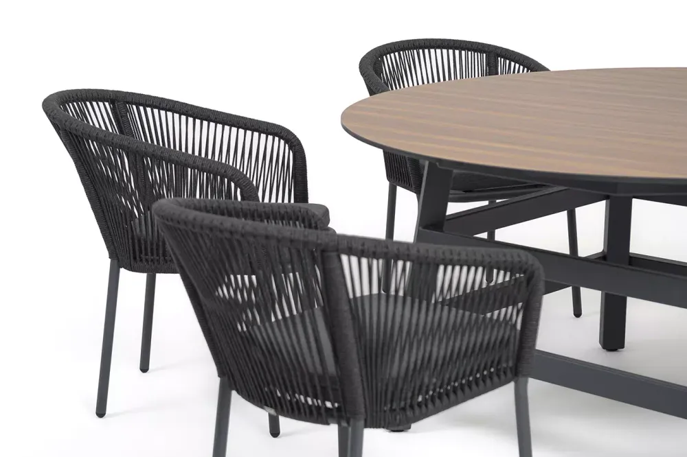 "Рио" обеденная группа на 6 персон, стол HPL "дуб", цвет темно-серый