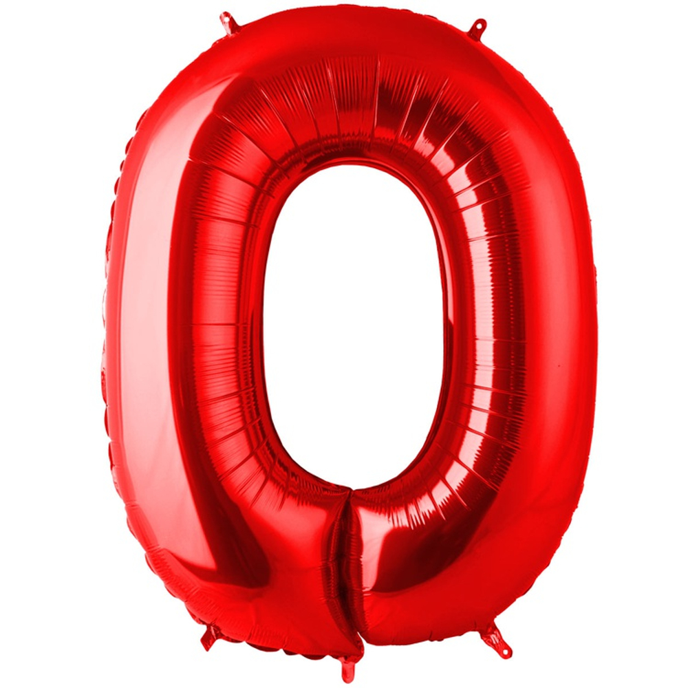 Шар фольгированный Цифра 0 101 см (Красный)