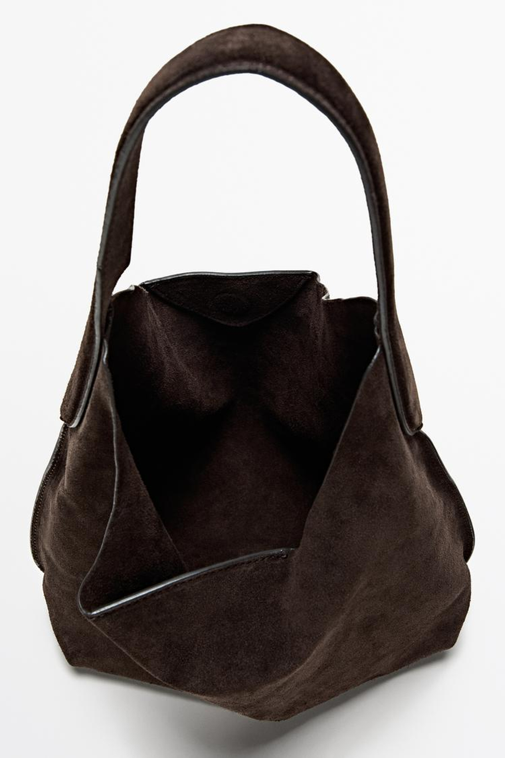 Massimo Dutti Мини-сумочка из натуральной замши, шоколадный