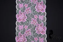 194 Кружево эластичное 19 см, Италия, весна, белый/лиловый