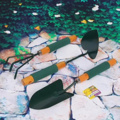 Набор посадочного инструмента «Эконика» 29см совок/рыхлитель/бороздовичек деревянная комбинированная ручка ДоброСад