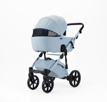 Детская универсальная коляска Adamex NOLA Natura SKY-1 (2в1) - Голубая ткань, голубая экокожа