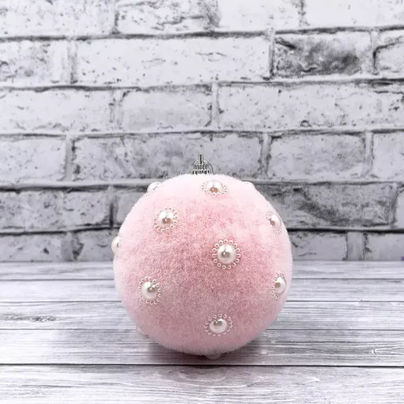 Шар винтажный Воздушное сердце 8 см., нежно-розовый, пенопласт, Christmas DeLuxe (87926)