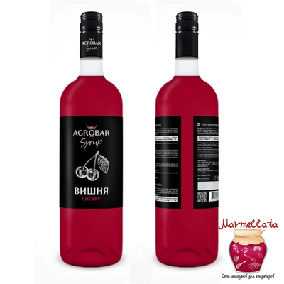 Сироп т.м.AGROBAR со вкусом "ВИШНЯ", 1 л.