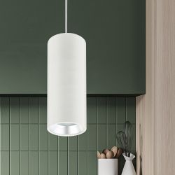 Светильник подвесной ЭРА PL12 GX53 WH/SL под лампу GX53 белый/серебро | Подвесные светильники