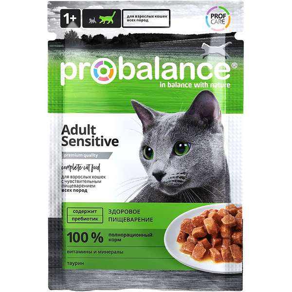 ProBalance Сенситив 85 г для кошек с чувствительным пищеварением (мясо, курица, рыба)