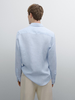 Massimo Dutti Льняная рубашка, небесно-голубой