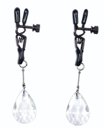 Зажимы на соски с подвесами в виде хрустальных капелек (Цвет: прозрачный)