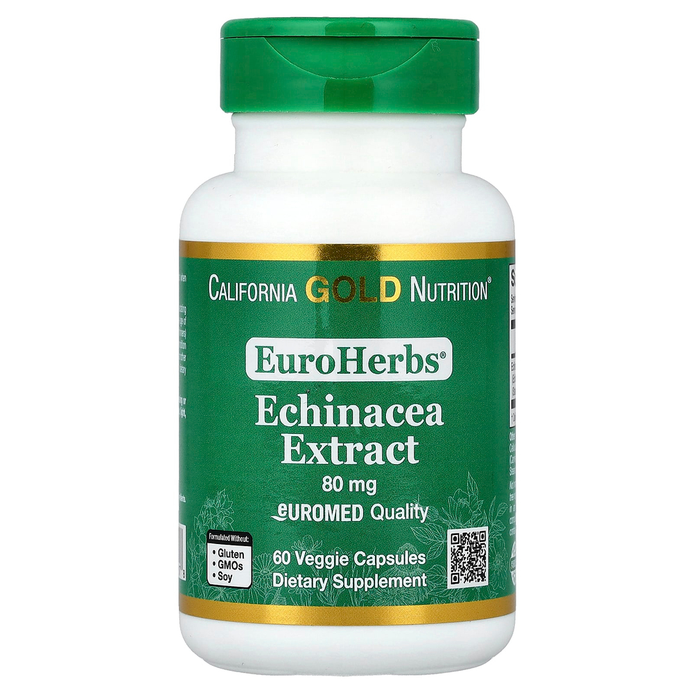 California Gold Nutrition, EuroHerbs™, экстракт эхинацеи, качество Euromed, 80 мг, 60 растительных капсул