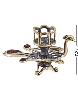 Народные промыслы AM-4025 Подсвечник «Жар-птица» (латунь, янтарь)