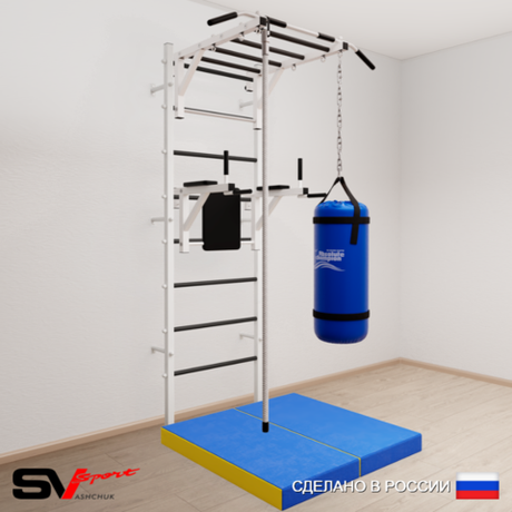 Шведская стенка Sv Sport усиленная 6406 (Турник рукоход/Брусья/Канат/Цепь/Мешок 22кг/Мат 1м)